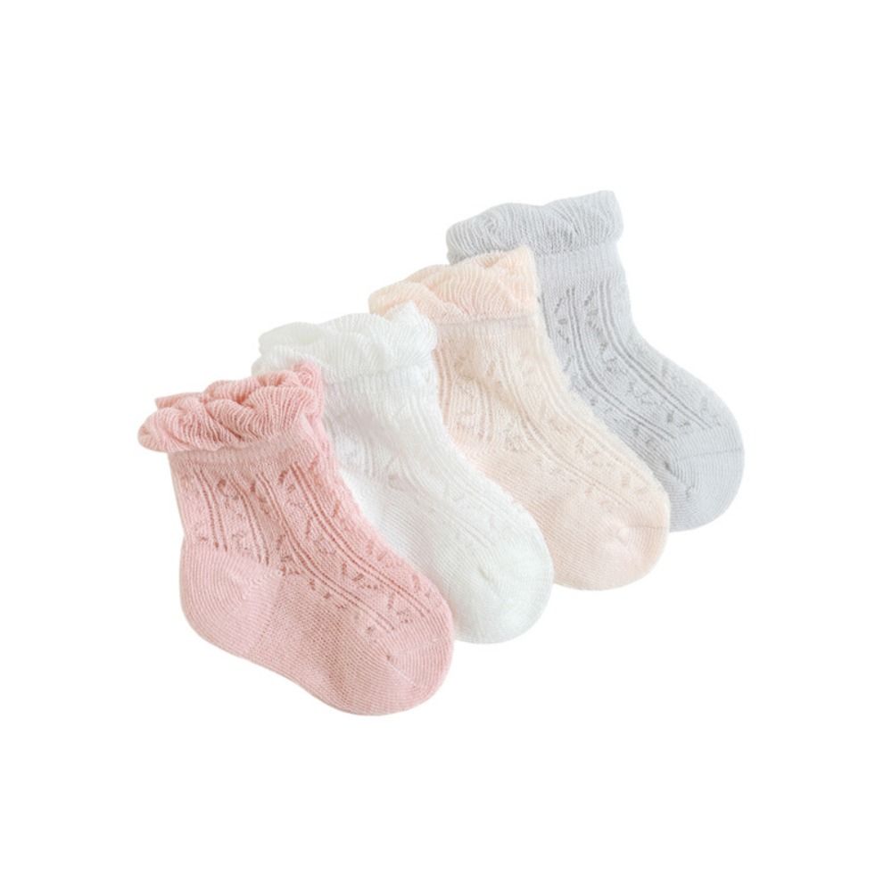 4Pairs Sweet Cotton Baby Ruffl - Anti Blister Sock 评论和价格